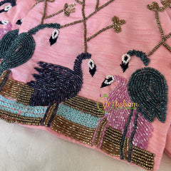 Premium Hand Embroidered Readymade Blouse-Peach-VS626