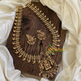 Premium Antique Temple Haram - Lakshmi Maanga Haram -Rice pearl-G10460