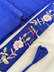 Premium Hand Embroidered Readymade Blouse-Ink Blue-VS609