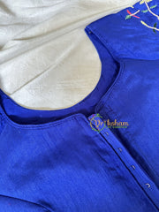Premium Hand Embroidered Readymade Blouse-Ink Blue-VS609