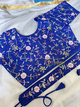 Premium Hand Embroidered Readymade Blouse-Ink Blue-VS609