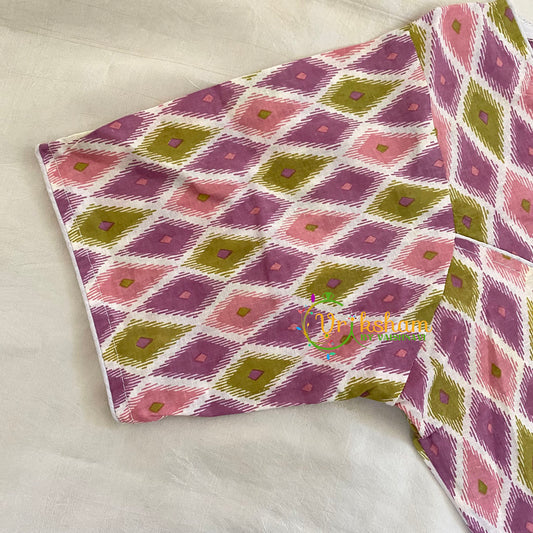 Pink Green Printed Readymade Cotton Blouse -VS1870