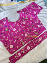 Premium Hand Embroidered Readymade Blouse-Hot Pink-VS612