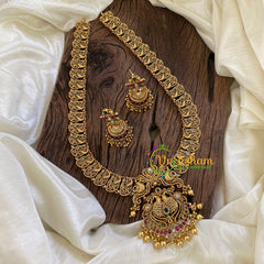 Antique Gold Look Alike AD Stone Long Neckpiece-Gold Bead-G10498