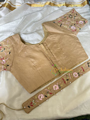 Premium Hand Embroidered Readymade Blouse-Sandal Beige-VS607