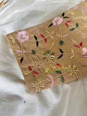 Premium Hand Embroidered Readymade Blouse-Sandal Beige-VS607