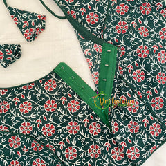 Green Red Printed Readymade Cotton Blouse -VS1886