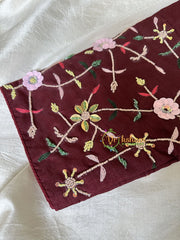 Premium Hand Embroidered Readymade Blouse-Maroon-VS608