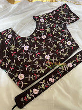 Premium Hand Embroidered Readymade Blouse-Brown-VS604