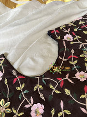 Premium Hand Embroidered Readymade Blouse-Brown-VS604