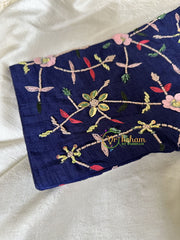Premium Hand Embroidered Readymade Blouse-Dark Blue-VS611