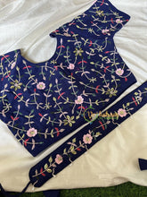 Premium Hand Embroidered Readymade Blouse-Dark Blue-VS611