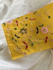 Premium Hand Embroidered Readymade Blouse-Yellow-VS610