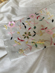 Premium Hand Embroidered Readymade Blouse-White-VS601