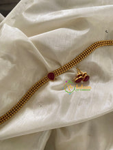 Gold Bead Choker with Pendant-Red-G3559