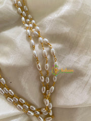Three Layered Pearl Malai-Rice Pearls-G3571