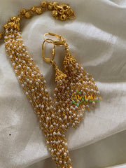 Layered Pearl and Gold Bead Malai -G3576