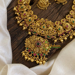 Antique Gold Look Alike AD Stone Long Neckpiece-Gold Bead-G10494