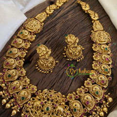 Antique Gold Look Alike AD Stone Long Neckpiece-Gold Bead-G10494