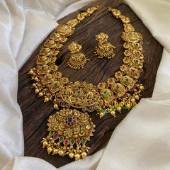 Antique Gold Look Alike AD Stone Long Neckpiece-Gold Bead-G10494