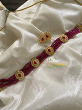 AD Stone Pendant in Pink Crystal Bead Choker-G3579