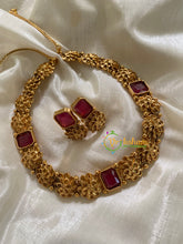 Simple Floral 3 Red AD Stone Choker-G3565