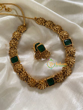 Simple Floral 3 Green AD Stone Choker-G3566