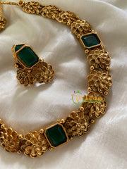 Simple Floral 3 Green AD Stone Choker-G3566