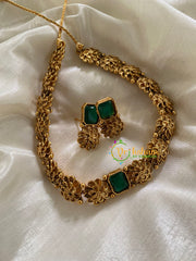 Simple Floral Green AD Stone Choker-G3564