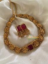 Simple Floral Red AD Stone Choker-G3563