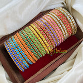 Navrathri Return Gift Package -Silk Thread Kundan Bangles Set 3-NV012