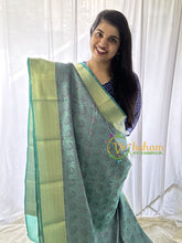 Teal Green Kora Muslin Saree-VS643
