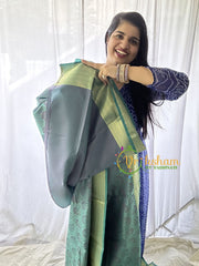 Teal Green Kora Muslin Saree-VS643