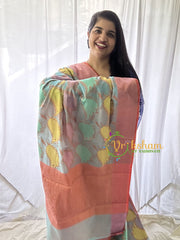 Light Blue Kora Muslin Saree-VS644