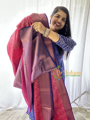 Pinkish Red Kora Muslin Saree-VS645