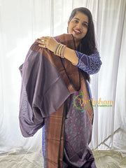 Mauve Purple and Blue Kora Muslin Saree-VS646