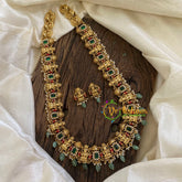 Green Stone Antique Lakshmi Haram-Pavalam -G10480