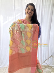 White Base Designer Kora Muslin Saree-VS648