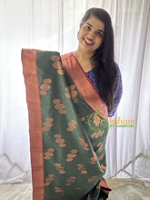 dark Green Kora Muslin Saree-VS650