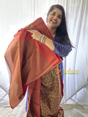 Brown Kora Muslin Saree-Geometrical-VS652