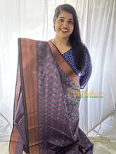 Bluish Purple Kora Muslin Saree-VS653