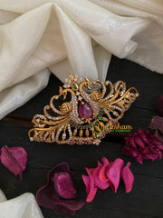 Premium Gold AD Stone Peacock Hair Clip-Dual Peacock-H220