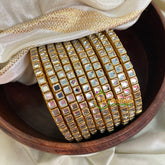 Navrathri Return Gift Package -Gold Kundan Bangles Set 6-NV015