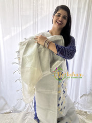 Silver Tissue Kora Organza Saree -Blue-VS661