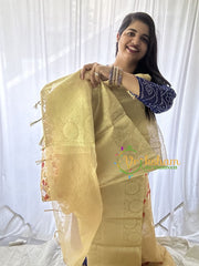 Gold Tissue Kora Organza Saree -Pink -VS655