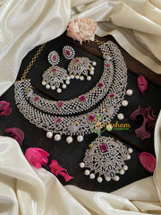 Red Stone American Diamond Bridal Neckpiece-2-G4391