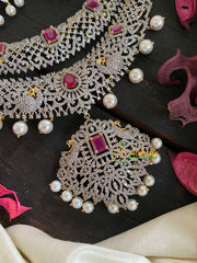 Red Stone American Diamond Bridal Neckpiece-2-G4391