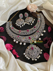 Red Stone American Diamond Bridal Neckpiece-2-G4391