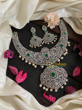 Bridal American Diamond Neckpiece-Green-G4402