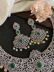 Bridal American Diamond Neckpiece-Green-G4402
